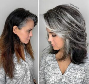 Instead Of Covering Grey Roots, This Hair Colorist Makes Clients Embrace It