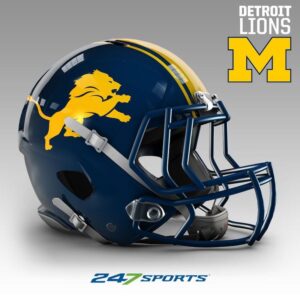 Combining NFL helmets with the colors of local college teams