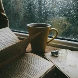 Rain + Book + Coffee + Alone = Happiness